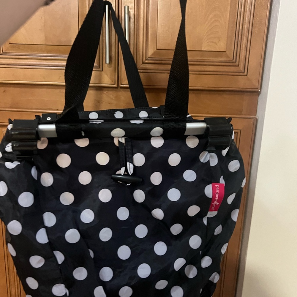 Pampered chef 2 pack Black and White Polka Dot shopping cart clip Tote Bag